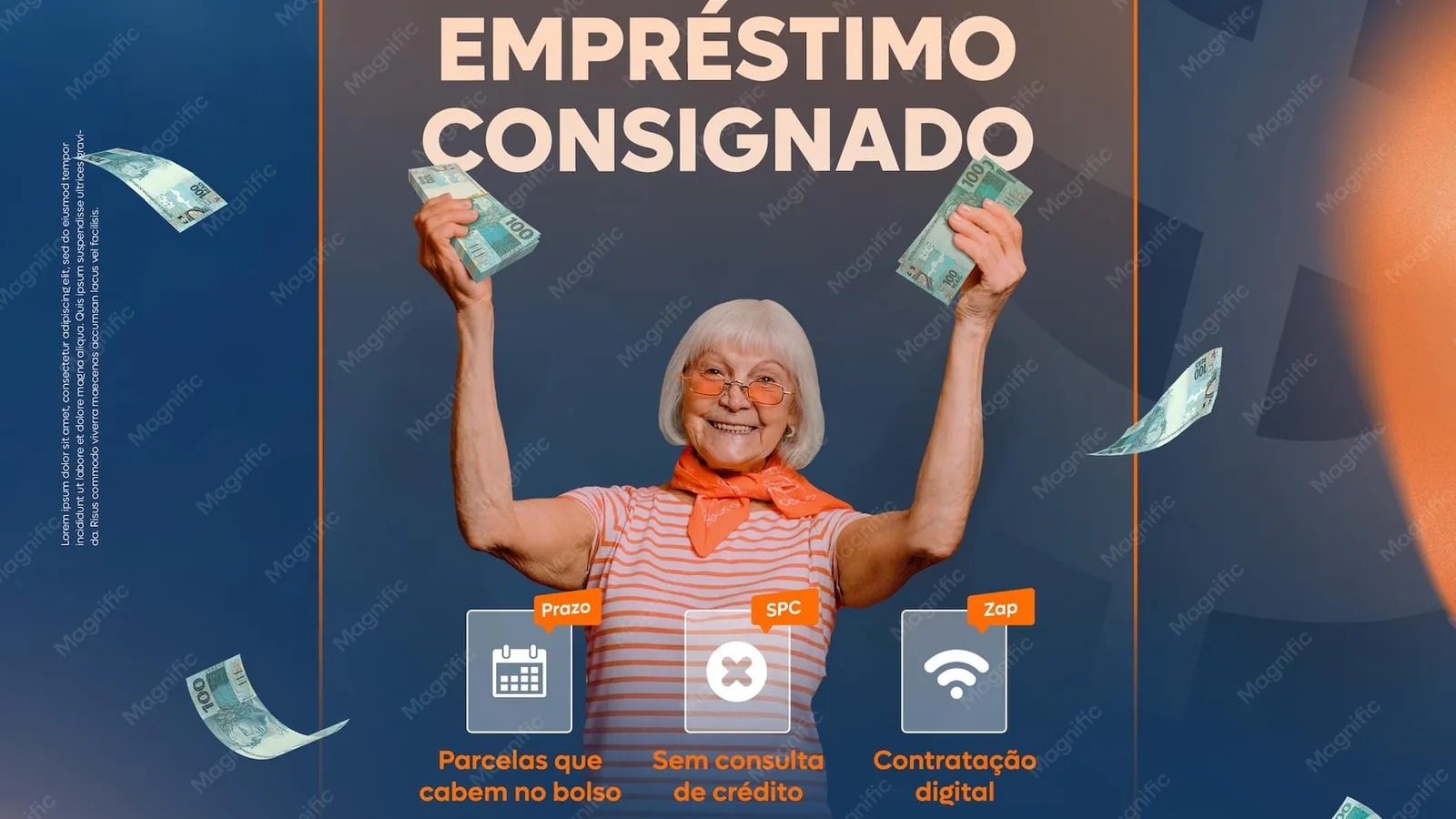 Idoso assinando contrato de empréstimo consignado em agência bancária